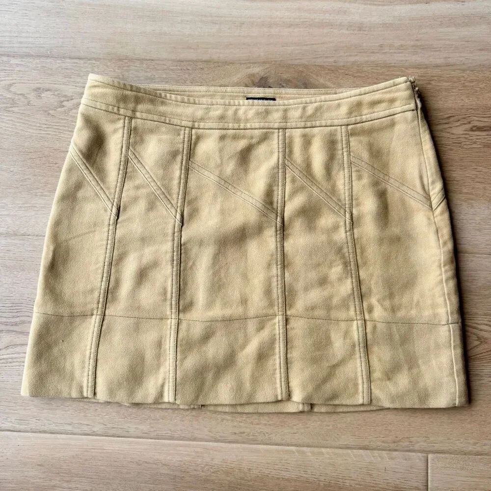 Vintage American Eagle NWT Y2K Tan Paneled Beige Cotton Mini Skirt Preppy Size 4